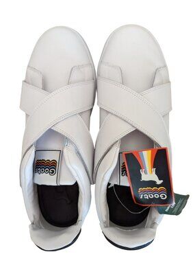 Goats White Leather Velcro Strap Sneakers Eco-Friendly Casual Shoes Womens Size